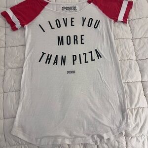 Circa 2010 PINK 'I Love You More Than Pizza' White & Red Sleep Tee